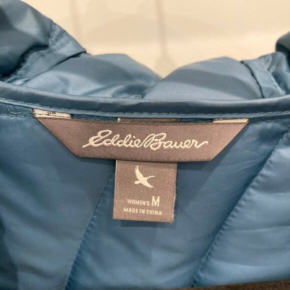 Eddie Bauer Microlight Down Parka Warm Winter Puffer Coat M Blue NWOT - Picture 3 of 8